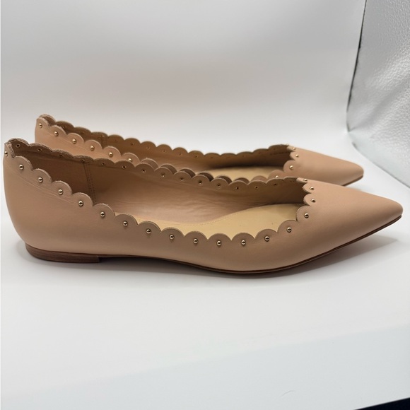 COACH Jill Pointed Beige Leather Scalloped Edges Gold Tone Studs Women’s Size 9 - Picture 4 of 10